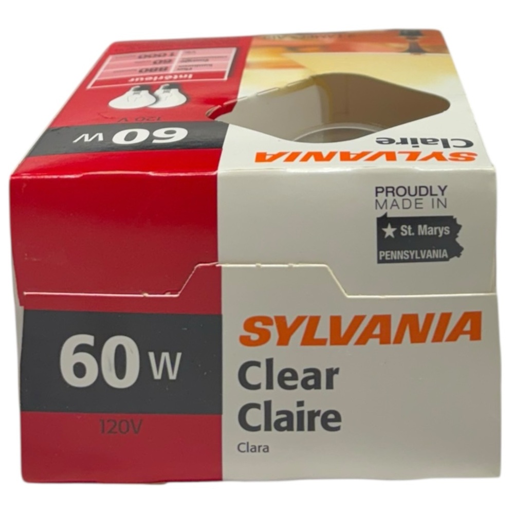Sylvania Clear Light Bulbs 60w 120v 2 bulbs in Box A19 NOT LED - Picture 5 of 5